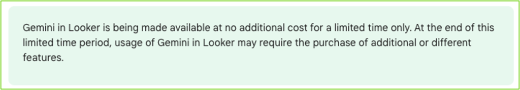 Gemini's free trial period in Looker Studio