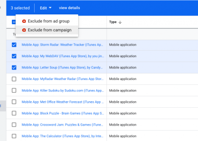 Excluding Mobile App Display Placements